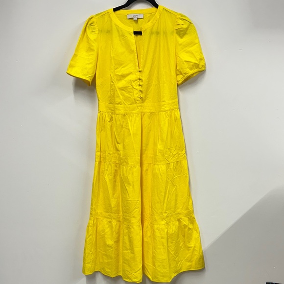 LOFT Dresses & Skirts - LOFT Bright Yellow Midi Dress 4